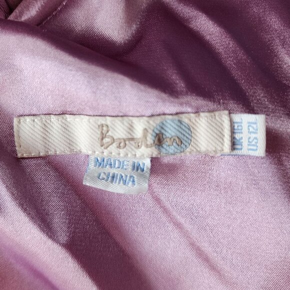 Boden Purple Pleated V-Neck A-Line Cocktail Dress Womens 12L Long - Picture 7 of 9